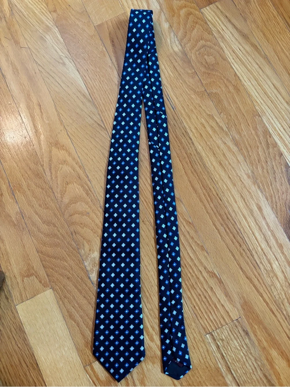 Classic Navy Geometric Silk Brooks Brothers Tie - youth